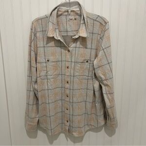 Faherty Beige and Gray Plaid Button-Down Shirt